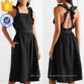 Schwarz Rüschen Sleeveless Open Back Sommer Midi Kleid für Sexy Mädchen Herstellung Großhandel Mode Frauen Bekleidung (TA0273D)